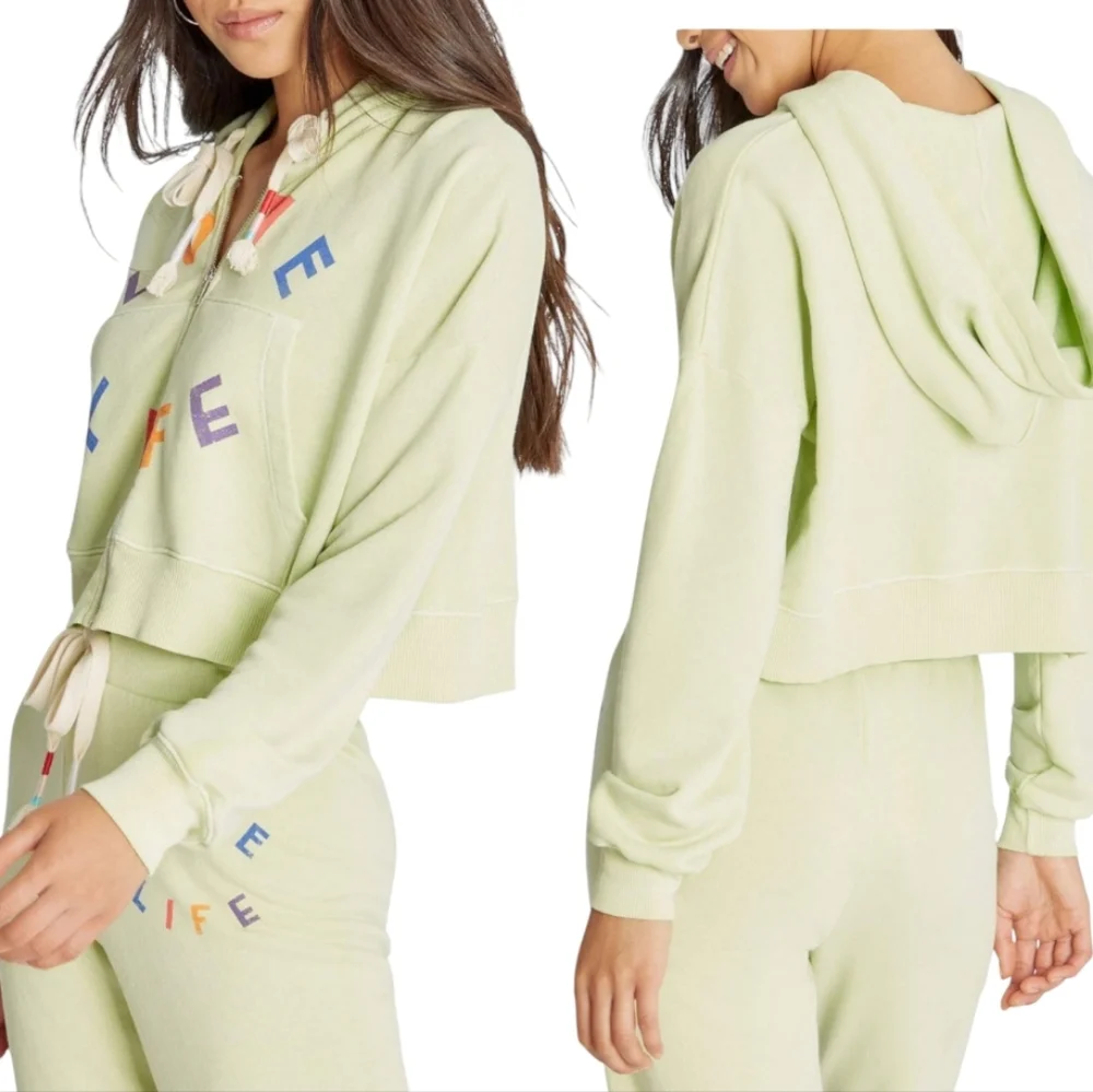 NWT Wildfox Green Sweatshirt Jogger Set sz M